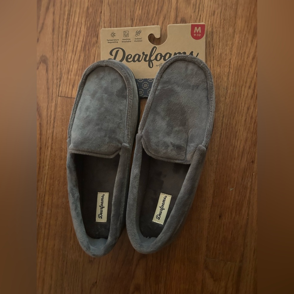 Dearfoams Men’s Grey Comfy Comfortable Memory Foam Sz M (9-10) Slippers - NWT